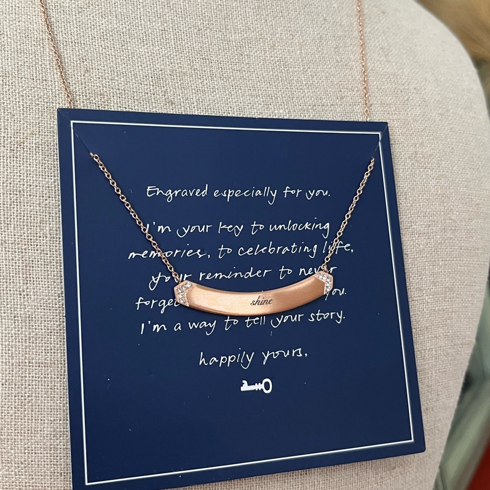 KEEP Collective by Stella & Dot Rose Gold Engraved “Shine” necklace, NWOT